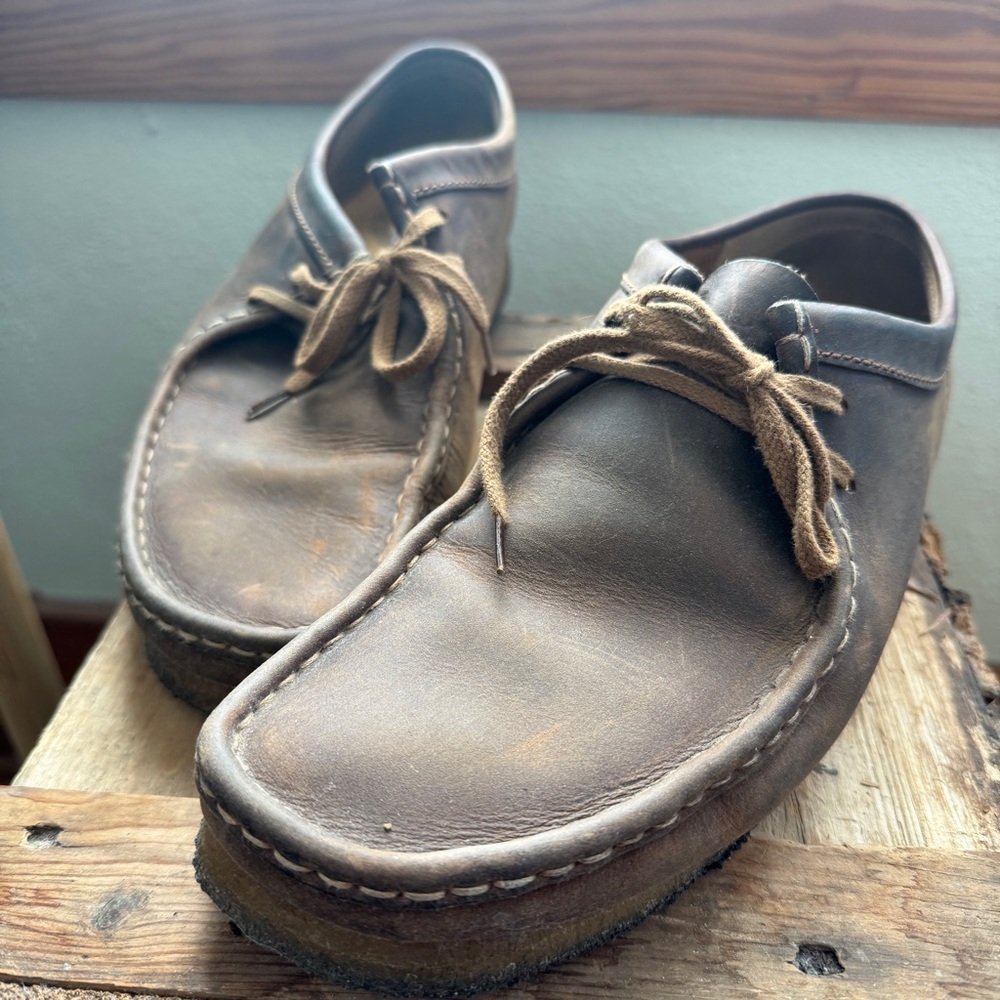 Clarks Wallabees in Brown Beeswax Leather